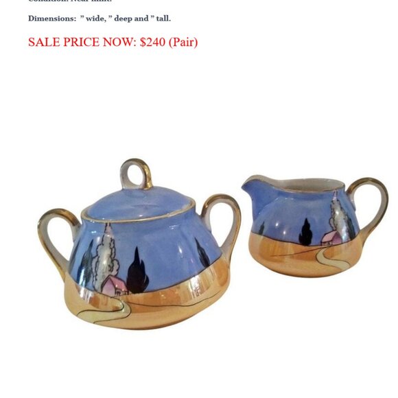 🏡 Hand Painted Noritake Art Deco Lusterware Basket Village Bird Collectible - Picture 10 of 10